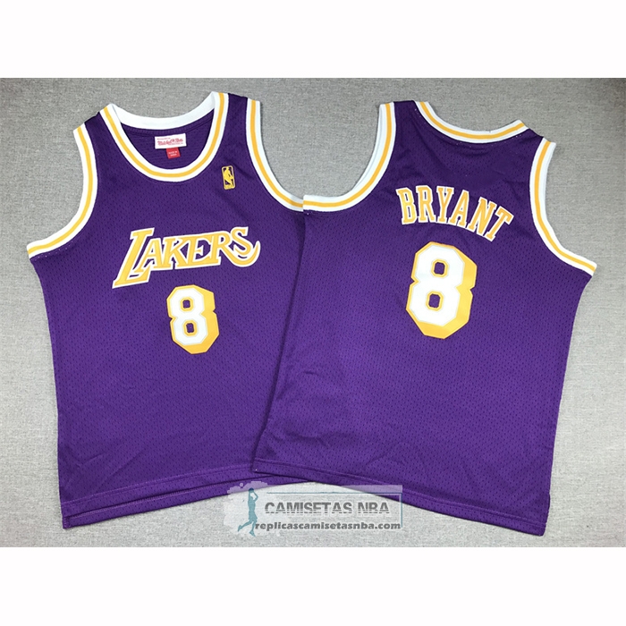 Camiseta Nino Los Angeles Lakers Kobe Bryant NO 8 Mitchell & Ness 1996-97 Violeta